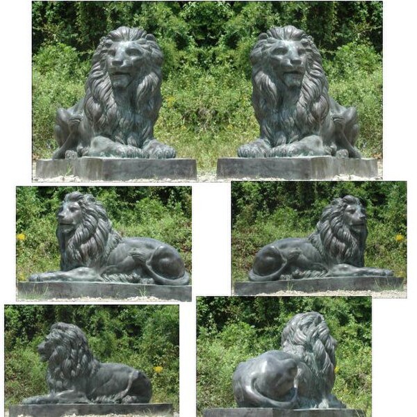 Life Size Bronze Wild Animal Statues Majestic Guard Lions